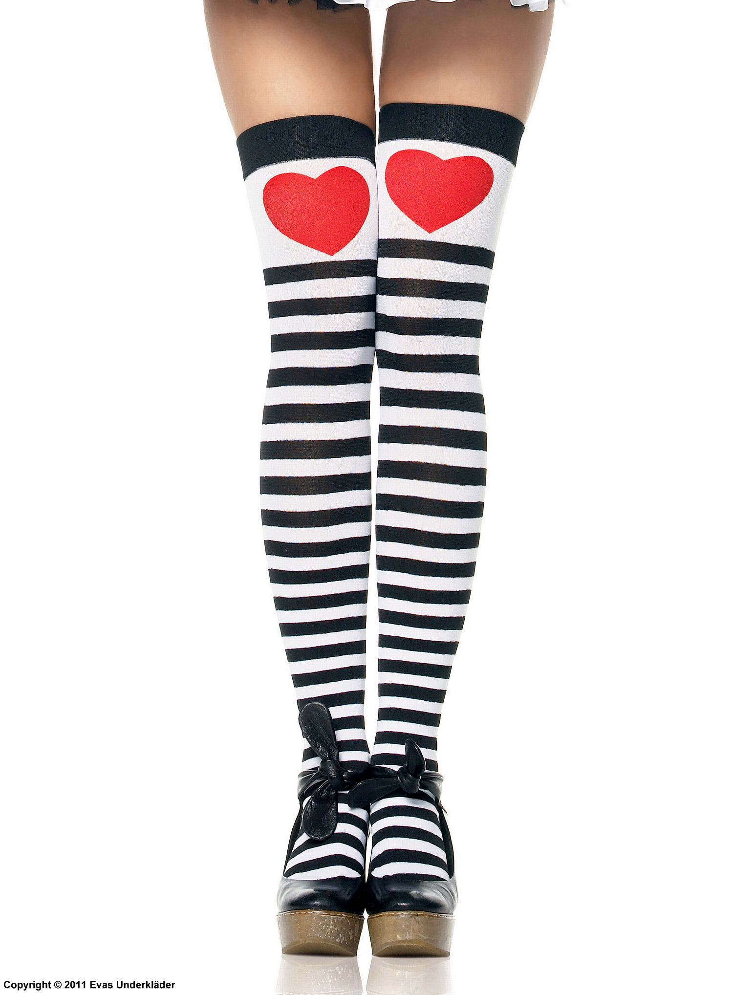 Striped stockings with red heart